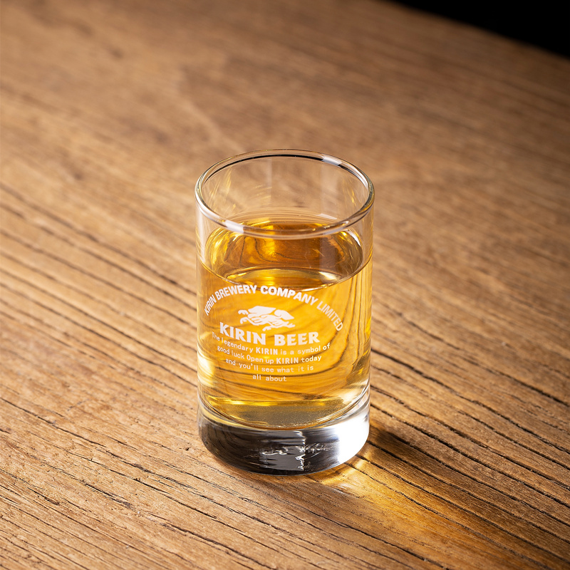 日式麒麟啤酒杯一口酒杯家用耐热玻璃水杯洋酒酒杯威士忌杯精酿杯