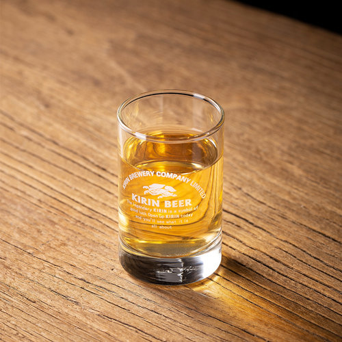 日式麒麟啤酒杯一口酒杯家用耐热玻璃水杯洋酒酒杯威士忌杯精酿杯