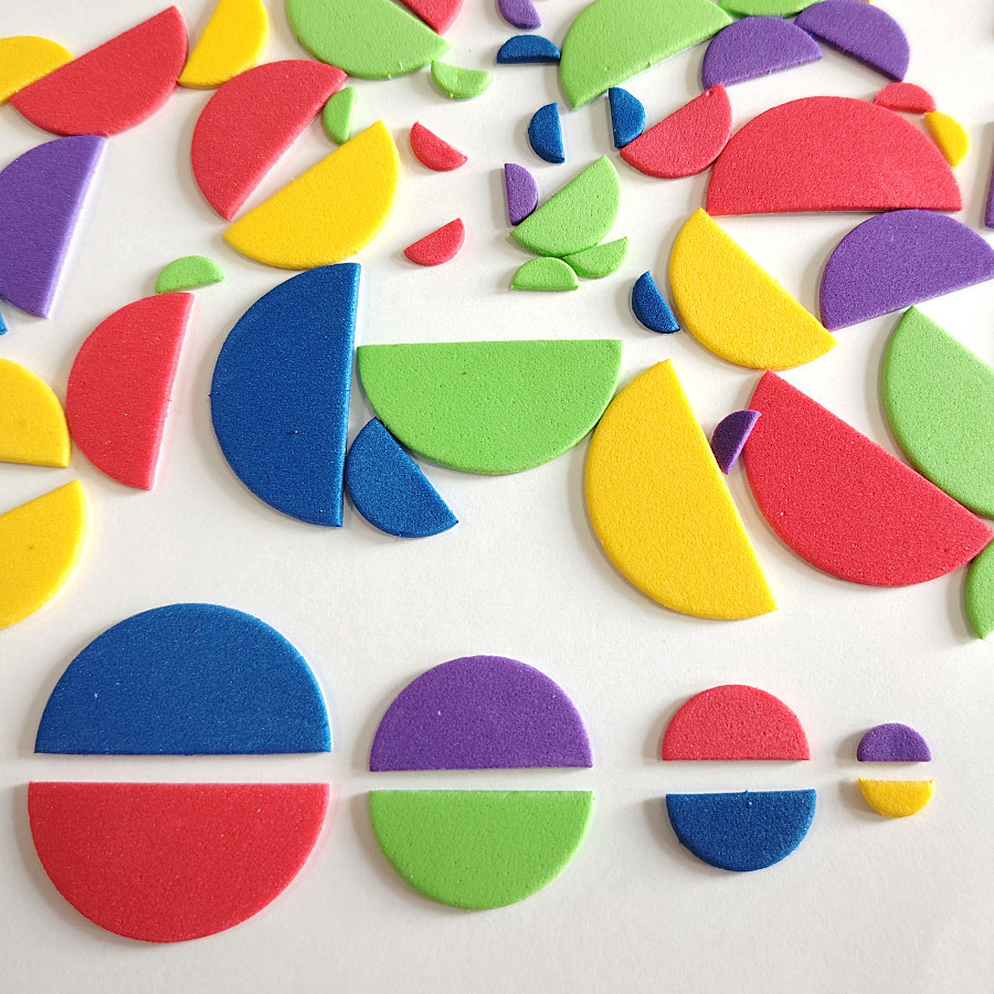 半圆形几何图形贴纸 小学数学图形学习认知创意拼贴diy半圆材料