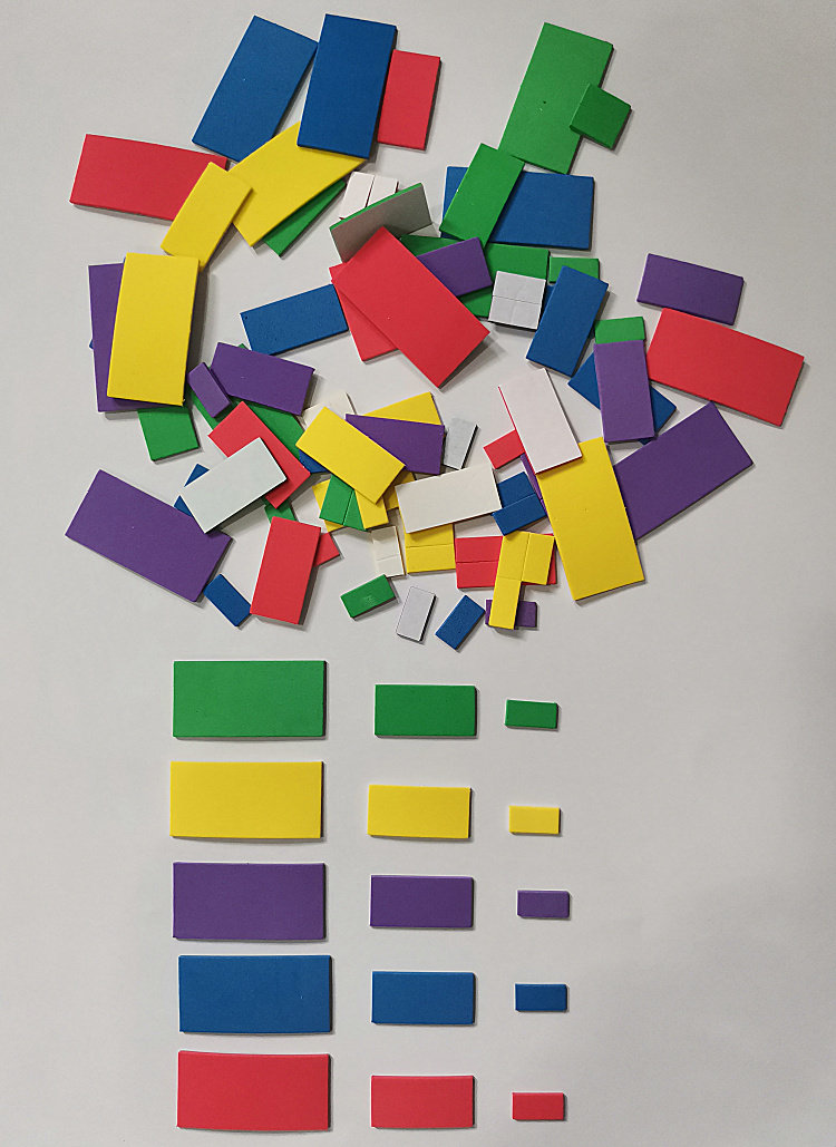 100个几何图形教具学具教学长方形贴纸大小混装