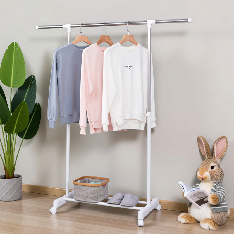 简易不锈钢晾衣架单杆多色可选