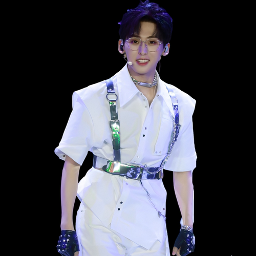 唐九洲同款烫金银链条腰带