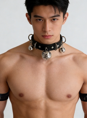 禁欲系性冷淡风拍照朋克摇滚角色扮演项圈大铃铛锁骨链项链choker