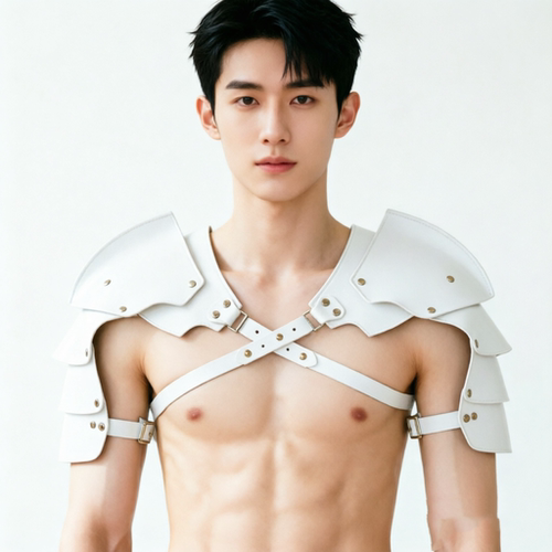 中世纪骑士肩甲男士PU护肩 罗马角斗士cos铠甲男模写真拍摄道具白