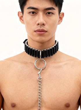 暗黑朋克金属牵引choker项圈男款