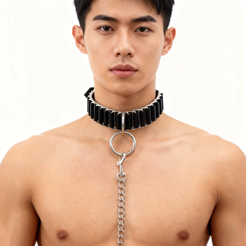 暗黑朋克金属牵引choker项圈男款