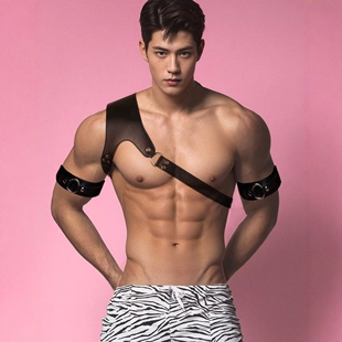 肌肉男GOGO个性 配饰演出道具背带 背带腰带束缚腰封朋克风型男衬衫