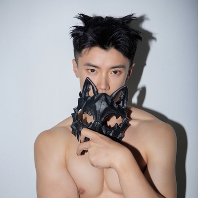 万圣节圣诞面具二次元COS半脸面罩猛虎夜叉天狗狼人拍照造型道具