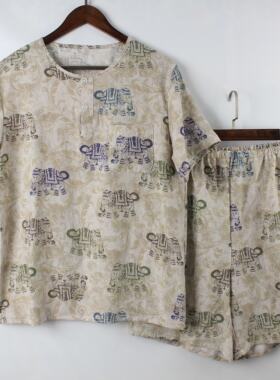 手工人造棉家居服套装男士