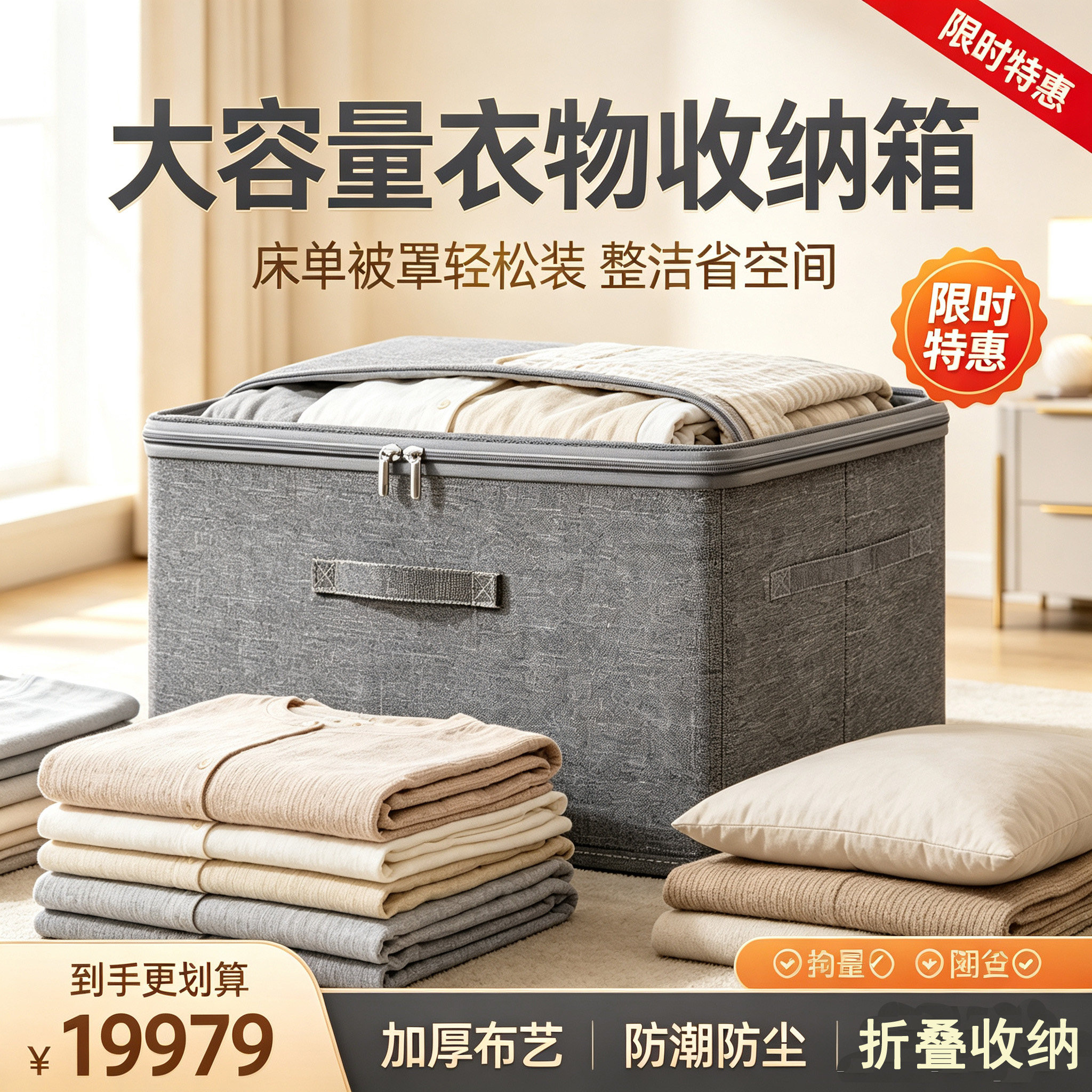 衣服被子收纳袋大容量超大家用搬家打包整理箱衣柜装衣物储物盒子