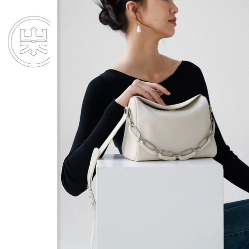 Sansui, кожаная оригинальная дизайнерская цепь на одно плечо, ремешок для сумки, сумка через плечо, коллекция 2023, воловья кожа, легкий роскошный стиль