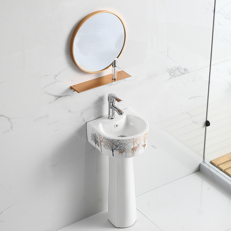 小尺寸森林鹿柱盆30cm圆形