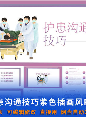护患沟通技巧紫色插画风 PPT 课件可编辑护士护师护理管理资料