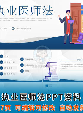 执业医师法PPT课件医师培训医院考核卫生法规考试资料可编辑模板