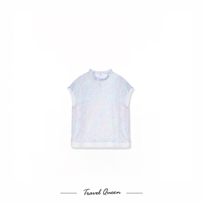 TRAVEL QUEEN·木耳边拼接桑蚕丝上衣L90961