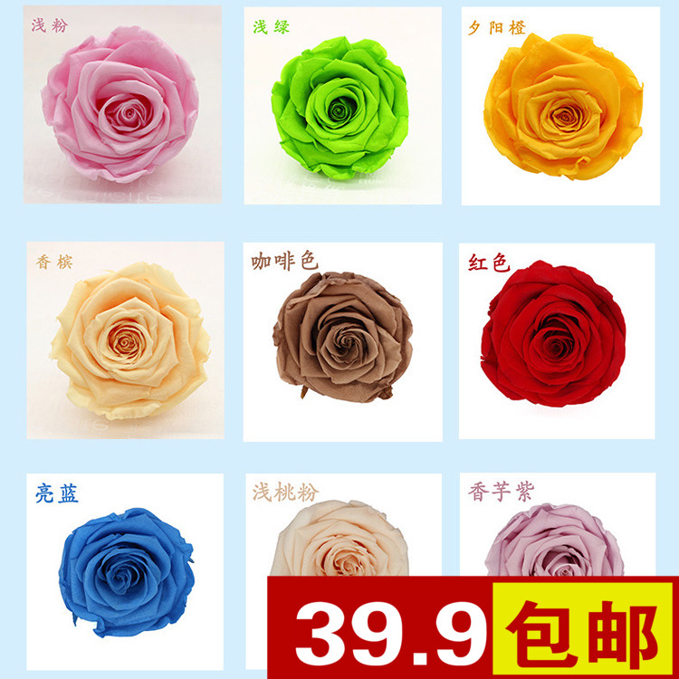 永生花玫瑰5-6厘米花頭單朵手工制作DIY材料包車掛花盒黑白紅玫瑰