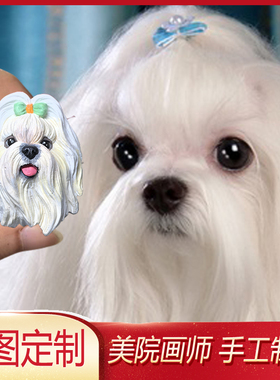 马尔济斯犬车载摆件拳师犬苏格兰牧羊犬宠物冰箱贴定制小狗狗头像