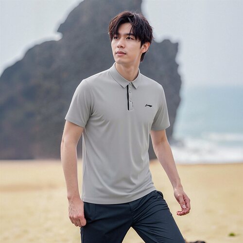 李宁男子防晒排湿速干短袖POLO