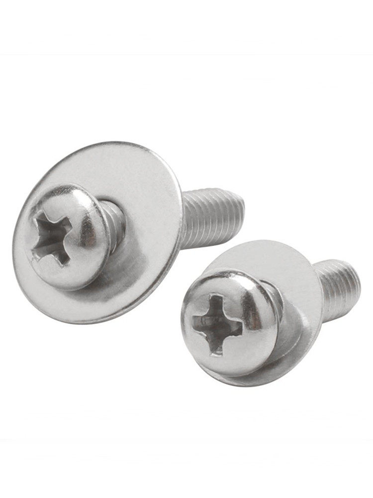 304不锈钢十字圆头螺丝带垫组合螺钉加大垫片自带垫片螺丝钉m5