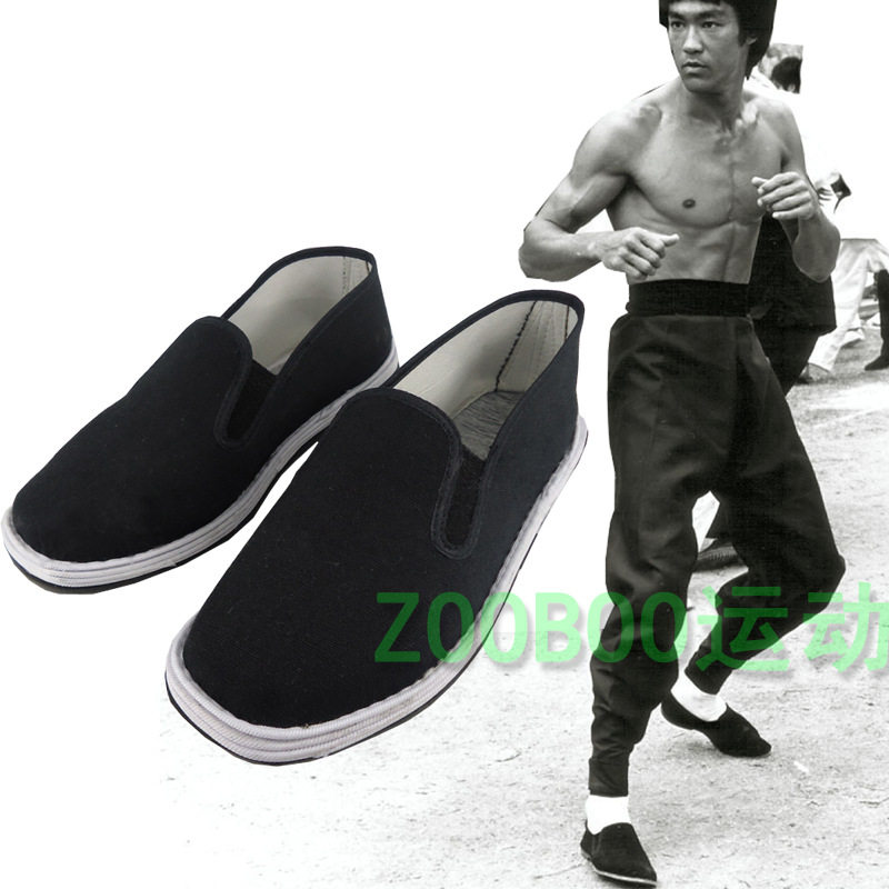 李小龙功夫布鞋 橡胶布底 休闲鞋 纯棉布鞋 武术练功鞋