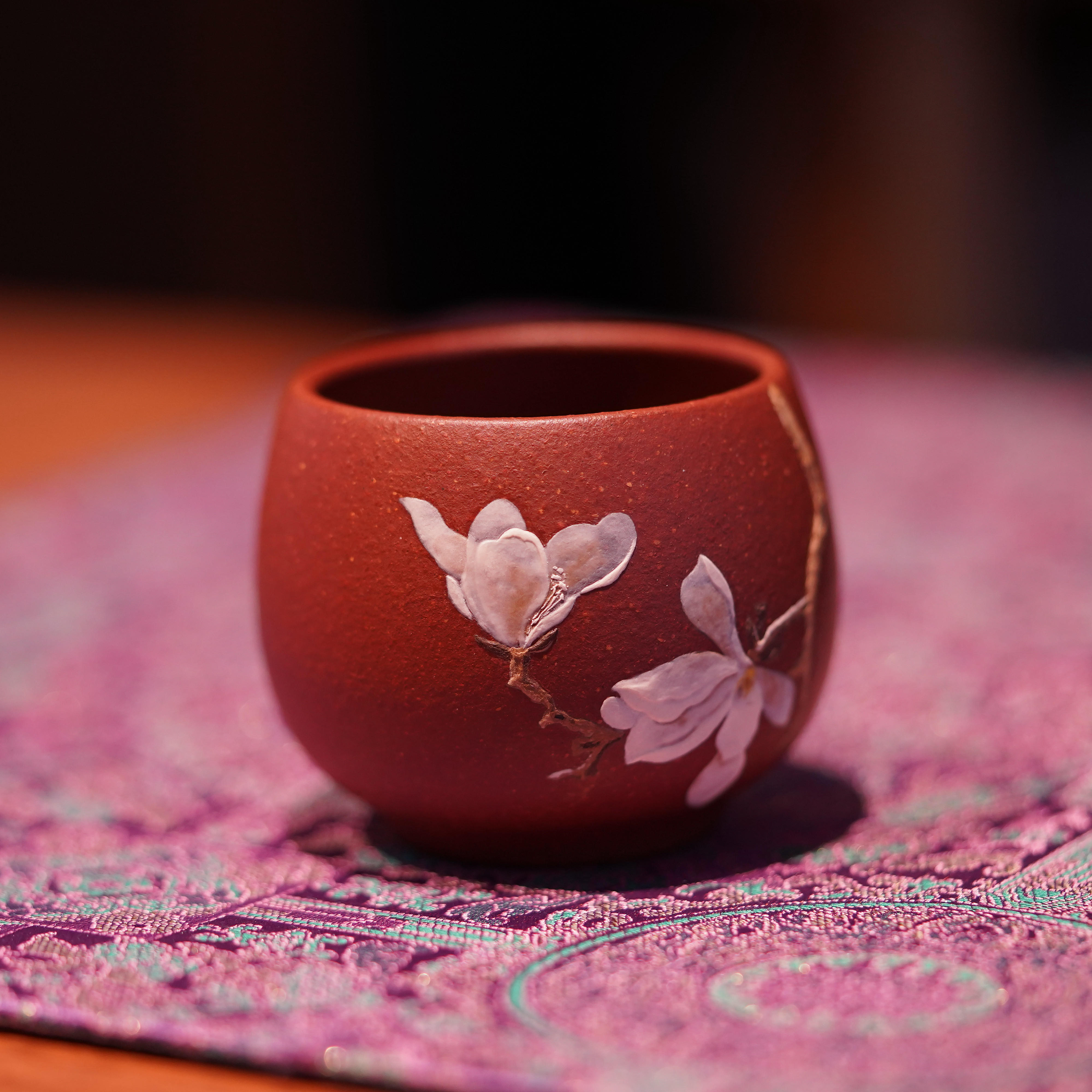 蜜糖紫砂｜原矿紫砂主人杯 纯手工泥绘玉兰花 105ml 掌柜泥绘,餐饮具,茶杯,淘宝优惠券,粉丝福利购,淘宝优惠卷