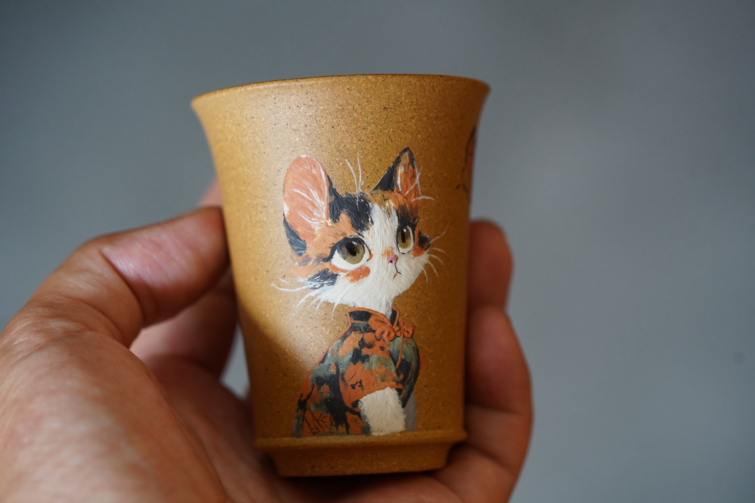 蜜糖紫砂｜女士茶器泥绘猫咪主人杯私人定制手工制作宠物纪念,餐饮具,茶杯,淘宝优惠券,粉丝福利购,淘宝优惠卷