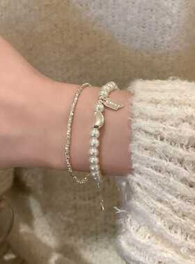 碎银子珍珠手链女生秋冬轻奢小众