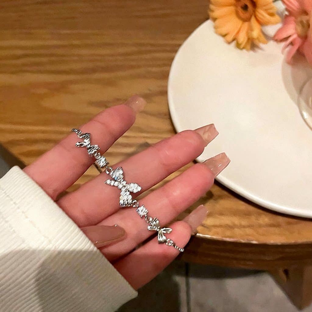 蝴蝶结镶钻手链女高级感ins小众设计闺蜜锆石手饰