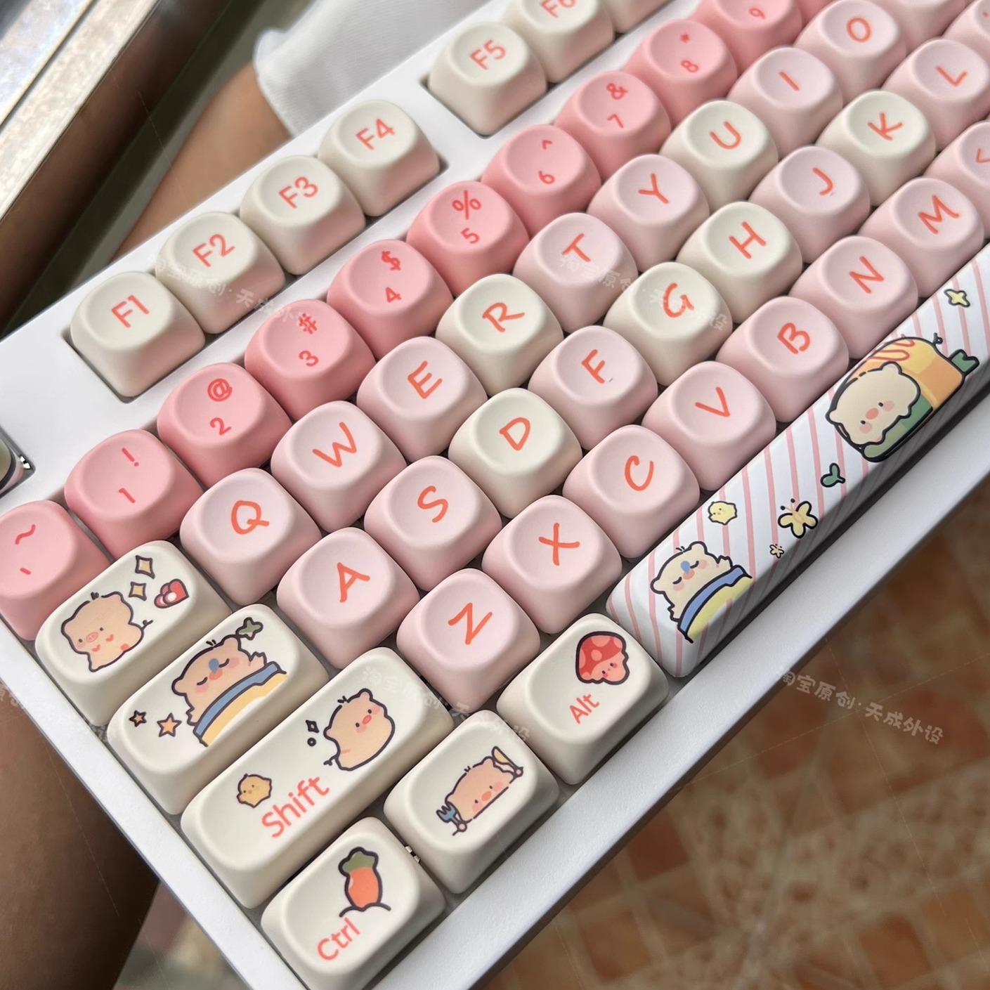 粉色小猪小狗小猫动漫主题键帽