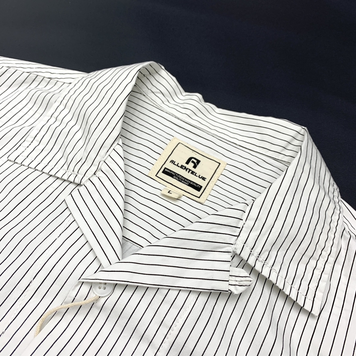 夏季全棉细条纹短袖衬衫