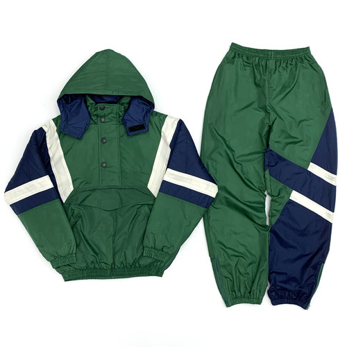 美式复古撞色拼接休闲运动套装