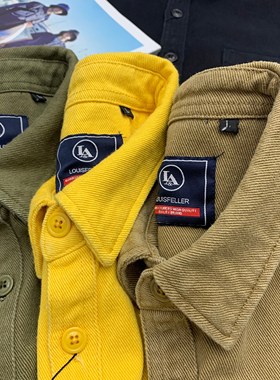 阿美咔叽重磅厚实工装衬衫男士纯棉长袖休闲港风复古大码宽松外套