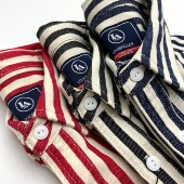 全棉彩色织条纹宽松长袖 衬衫 衬衣男 阿美咔叽日系复古青年工装 美式