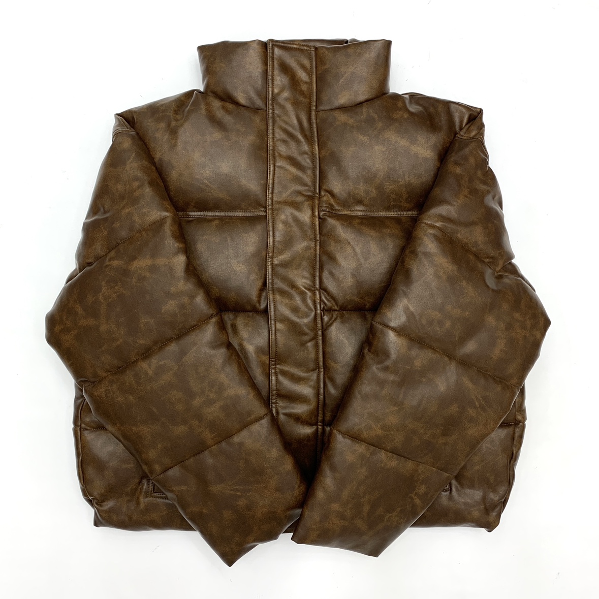 水洗PU皮夹克棉服男立领休闲秋冬