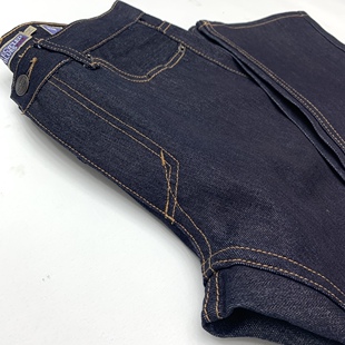 深蓝原色牛仔裤 男 男未脱浆脱色硬挺简约复古宽松直筒休闲养牛长裤