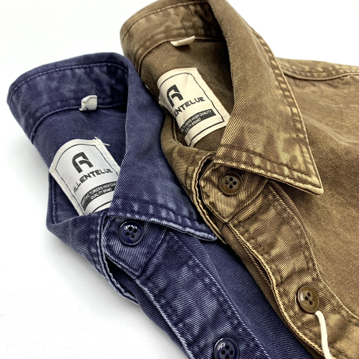 美式做旧水洗衬衫男西部牛仔风格