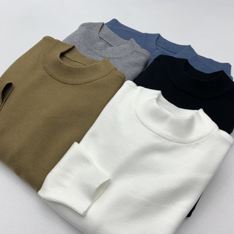 兔绒半高领保暖毛衣男