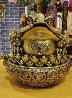 黄铜招财金蟾聚宝盆摆件