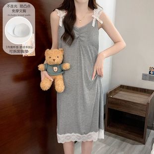 新款 吊带睡裙女夏季 甜美公主风背心中长ins莫代尔睡衣宿舍家居服