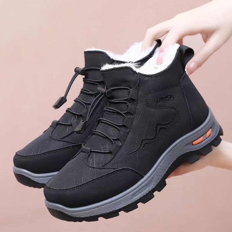 冬季加绒女棉鞋老北京布鞋保暖防滑中老年妈妈短靴加厚老人女棉靴