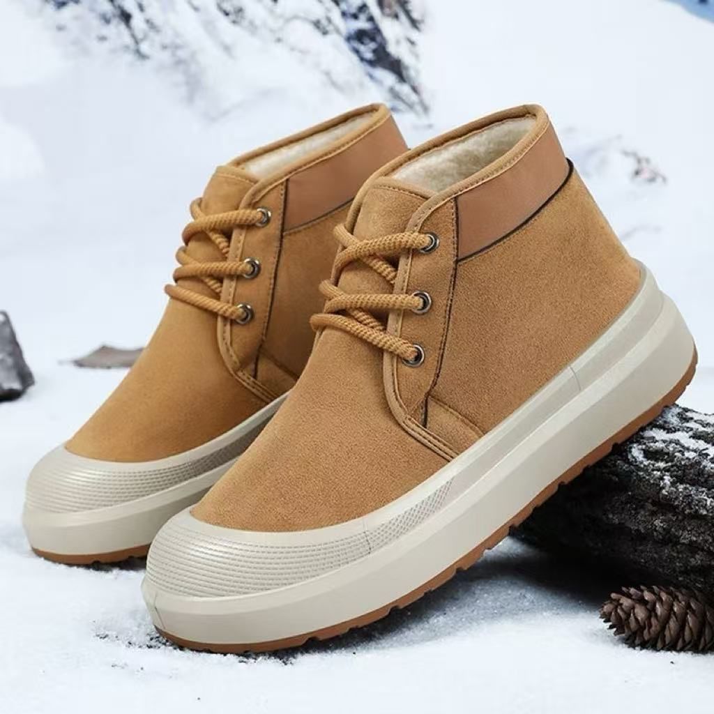 东北冬季男士雪地加厚防滑新款马丁加绒棉鞋百搭保暖短靴东北棉靴