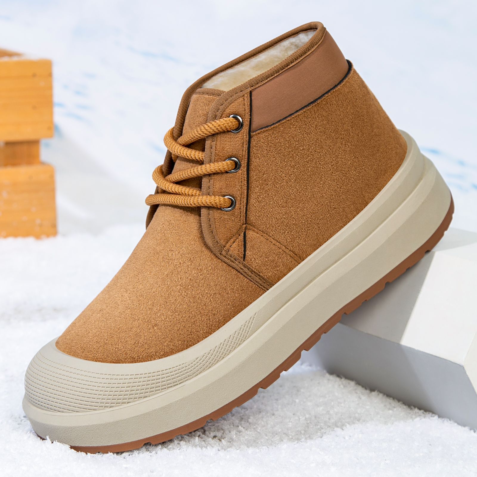 东北冬季老北京布鞋男棉鞋加绒加厚棉靴保暖雪地靴高帮防寒马丁靴