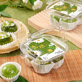 青团透明包装 手提吸塑篮野餐打包水果捞盒子带贴纸 盒清明果4粒装