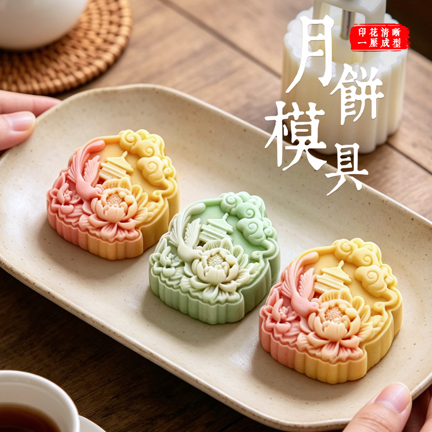 新款月饼模具国潮宫廷风绿豆糕中式手压冰皮糕点心印具烘焙2026型