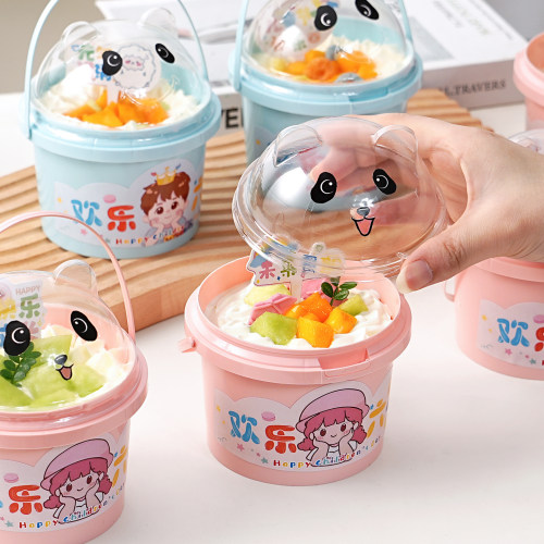 六一儿童节熊猫手提奶油蛋糕桶