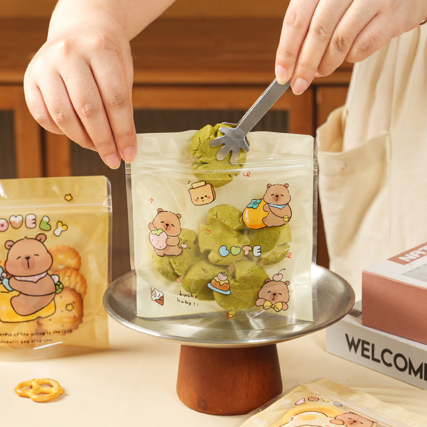 饼干包装袋雪花酥自封袋食品级糖果曲奇密封加厚小礼袋卡通烘焙