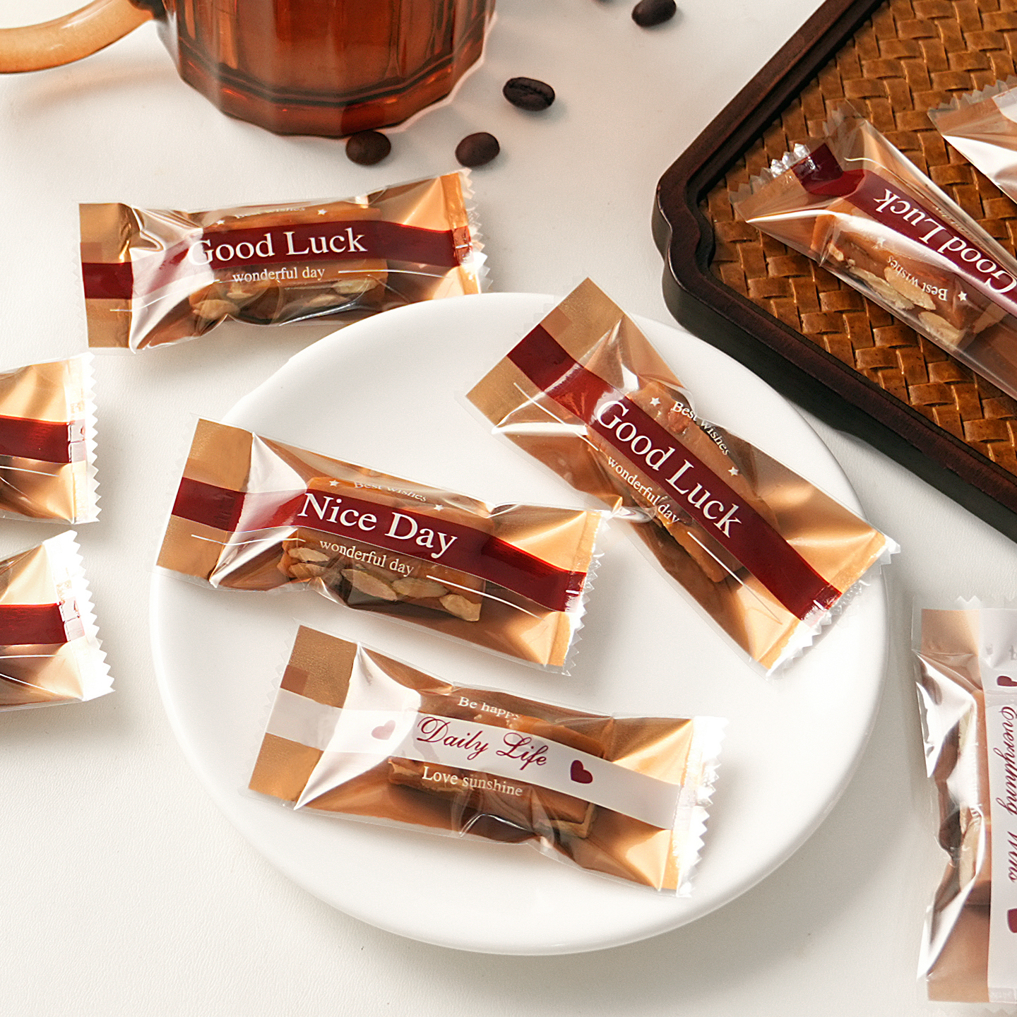 太妃糖牛轧糖包装袋海盐焦糖杏仁机封袋雪花酥咖啡糖打包袋子烘焙