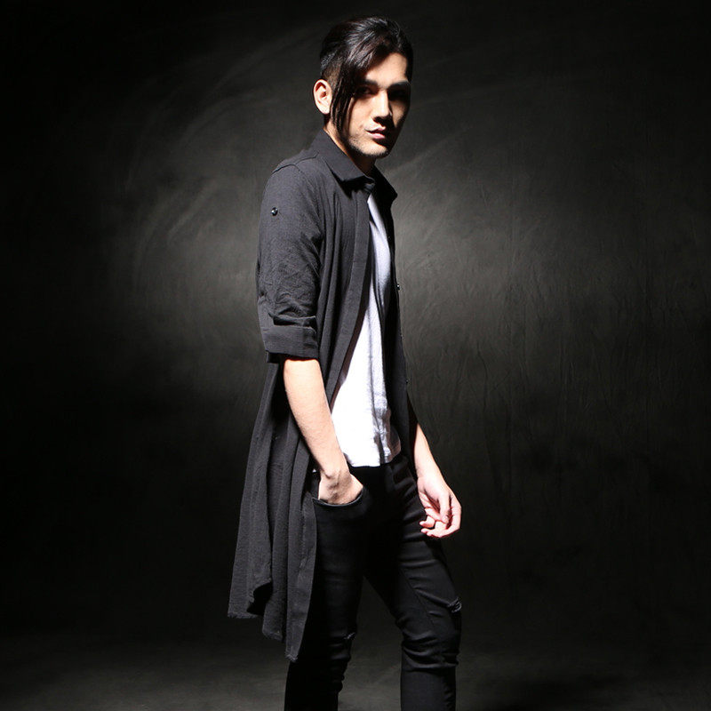 夏季长款衬衫男修身韩版夜店演出服五分袖寸衫发型师加长半袖衬衫|ruв категории Мужская одежда, рубашка - от Buy2taobao.com для оказания профессиональной услуги покупки агента Taobao