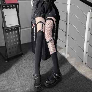 黑丝过膝长筒袜女春夏日系jk潮腿环大腿渔网袜性感辣妹显瘦小腿袜