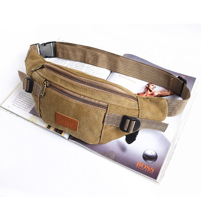 男款多功能耐磨大容量帆布腰包